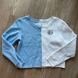 RSQ Tennis Club Sweatshirt Crewneck Cropped Two Tone Embroidered Girls XL